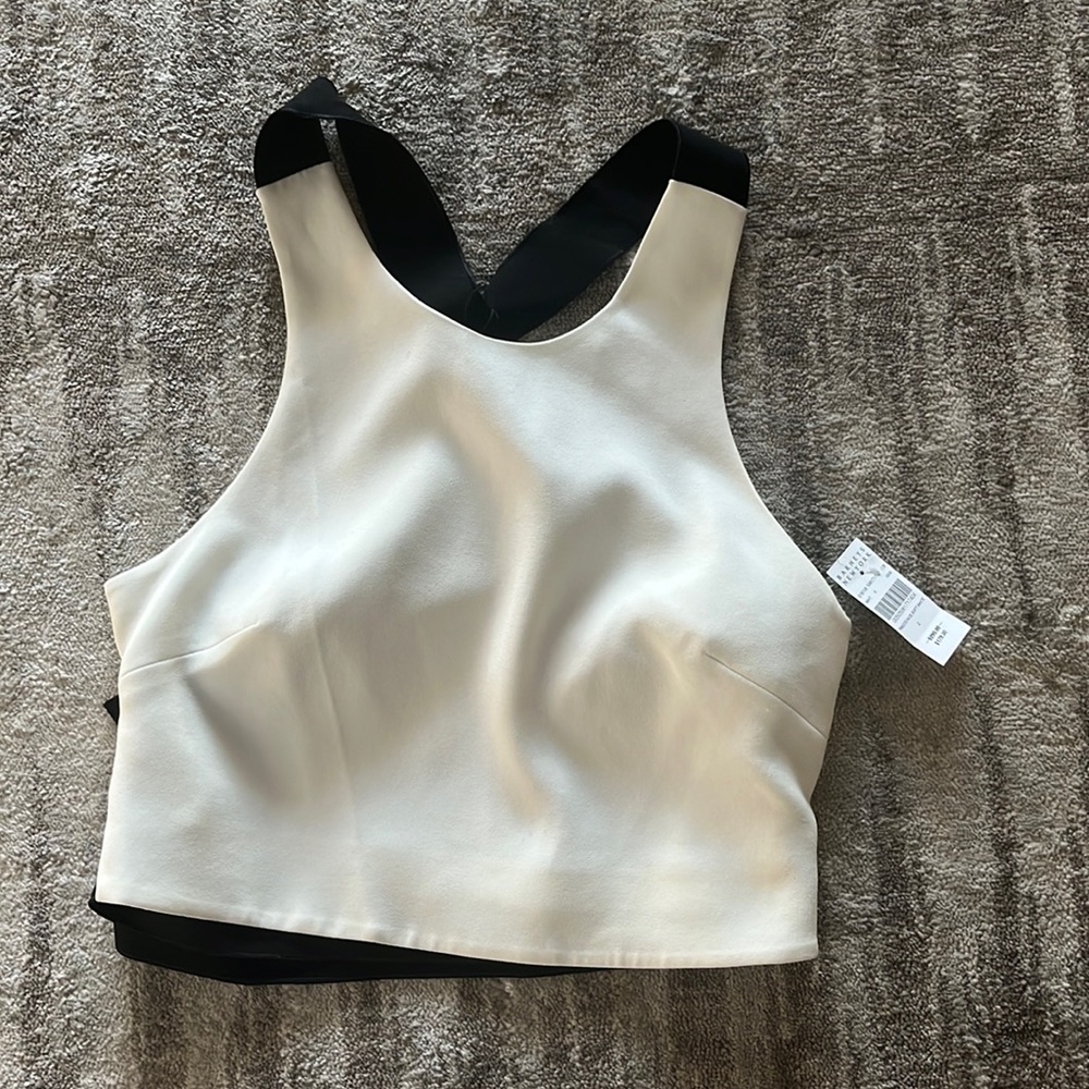 Derek Lam Open Back Top- White with adjustable black straps in back . Size 4.